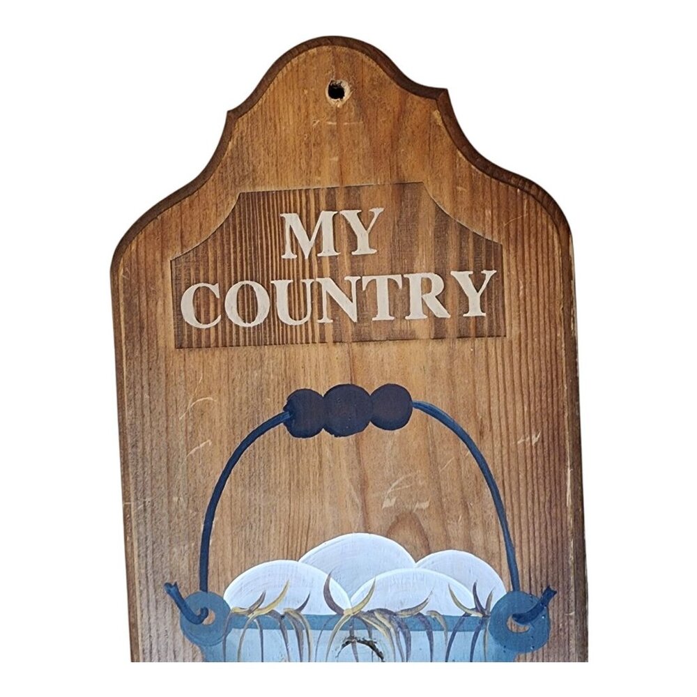 Vintage My Country Kitchen Hand Carved Rustic Charm Wooden Sign Wall Plaque 20" - Picture 2 of 11